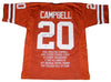 EARL CAMPBELL AUTOGRAPHED TEXAS LONGHORNS #20 STAT JERSEY BECKETT W/ HT 77