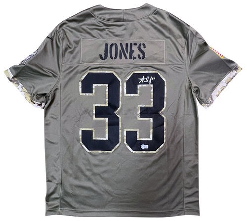 AARON JONES SIGNED GREEN BAY PACKERS NIKE LIMITED SALUTE TO SERVICE JERSEY BAS