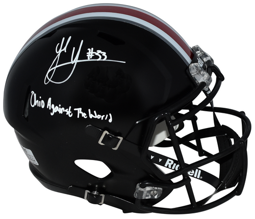 JACK SAWYER SIGNED OHIO STATE BUCKEYES FULL SIZE HELMET W/ OHIO AGAINST WORLD