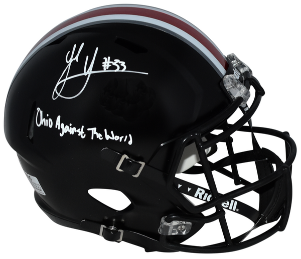 JACK SAWYER SIGNED OHIO STATE BUCKEYES FULL SIZE HELMET W/ OHIO AGAINST WORLD