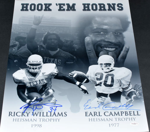 EARL CAMPBELL & RICKY WILLIAMS SIGNED TEXAS LONGHORNS 16x20 PHOTO JSA
