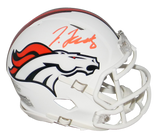 JERRY JEUDY AUTOGRAPHED DENVER BRONCOS FLAT WHITE SPEED MINI HELMET BECKETT