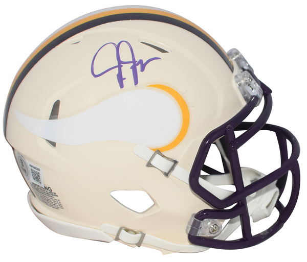 JUSTIN JEFFERSON AUTOGRAPHED MINNESOTA VIKINGS RETRO SPEED MINI HELMET BECKETT