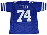 BOB LILLY AUTOGRAPHED DALLAS COWBOYS #74 BLUE JERSEY W/ MR COWBOY & HOF 1980