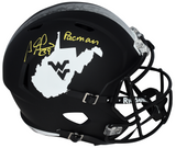 ADAM JONES SIGNED WEST VIRGINIA MOUNTAINEERS BLACK FULL SIZE HELMET W/ PACMAN