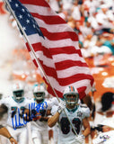 WES WELKER SIGNED MIAMI DOLPHINS USA FLAG 8x10 PHOTO COA