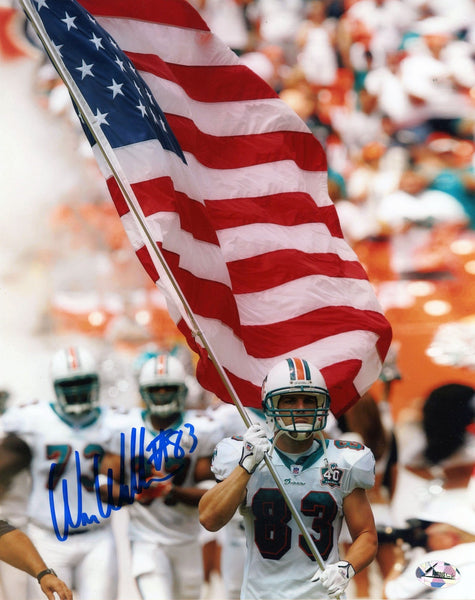 WES WELKER SIGNED MIAMI DOLPHINS USA FLAG 8x10 PHOTO COA