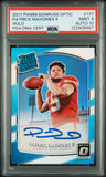 PATRICK MAHOMES SIGNED 2017 PANINI DONRUSS OPTIC HOLO ROOKIE RC PSA 9 AUTO 10