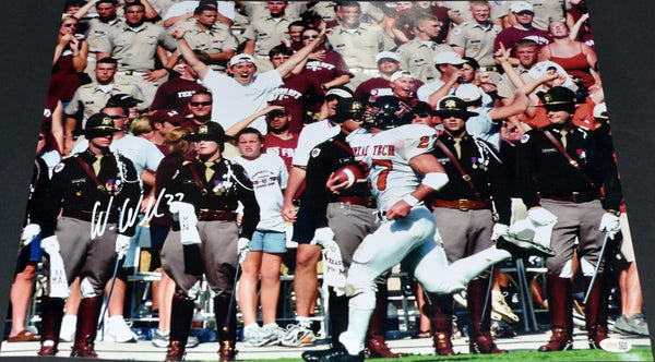 WES WELKER AUTOGRAPHED TEXAS TECH RED RAIDERS VS A&M 16x20 PHOTO JSA