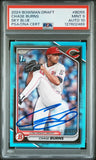 CHASE BURNS SIGNED 2024 BOWMAN DRAFT SKY BLUE 1ST ROOKIE RC /499 PSA 9 AUTO 10