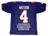 DESHAUN WATSON SIGNED AUTOGRAPHED CLEMSON TIGERS #4 PURPLE STAT JERSEY JSA