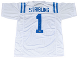DE'ZHAUN STRIBLING SIGNED OLE MISS MISSISSIPPI REBELS #1 WHITE JERSEY BECKETT
