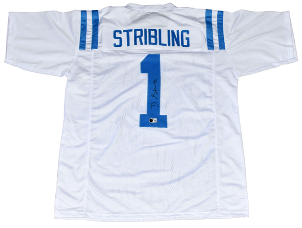 DE'ZHAUN STRIBLING SIGNED OLE MISS MISSISSIPPI REBELS #1 WHITE JERSEY BECKETT