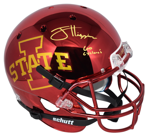 JAYDEN HIGGINS SIGNED IOWA STATE CYCLONES CHROME FULL SIZE HELMET BECKETT