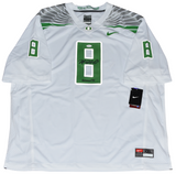 MARCUS MARIOTA SIGNED OREGON DUCKS #8 WHITE NIKE LIMITED JERSEY W/ HEISMAN 14
