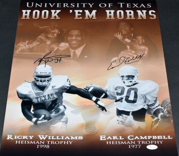 EARL CAMPBELL & RICKY WILLIAMS SIGNED TEXAS LONGHORNS 16x20 PHOTO JSA