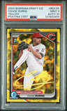 CHASE BURNS SIGNED 2024 BOWMAN CHROME YELLOW SAPPHIRE 1ST RC /75 PSA 9 AUTO 10