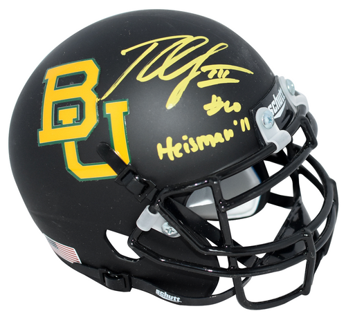 ROBERT GRIFFIN III RG3 SIGNED BAYLOR BEARS BLACK MINI HELMET BECKETT W/ HEISMAN