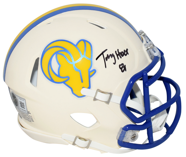 TORRY HOLT AUTOGRAPHED ST LOUIS RAMS RETRO SPEED MINI HELMET BECKETT