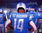 AMON-RA ST BROWN AUTOGRAPHED DETROIT LIONS TUNNEL 8x10 PHOTO BECKETT