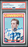 ROGER STAUBACH SIGNED 1972 TOPPS ROOKIE CARD#200 CAPTAIN AMERICA PSA GEM AUTO 10