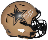 ROGER STAUBACH SIGNED DALLAS COWBOYS SALUTE TO SERVICE HELMET W/ CAPTAIN AMERICA
