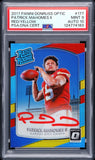 PATRICK MAHOMES SIGNED 2017 PANINI DONRUSS OPTIC RED/YELLOW ROOKIE PSA 9 AUTO 10