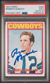 ROGER STAUBACH SIGNED 1972 TOPPS ROOKIE CARD RC #200 PSA 5 AUTO 10