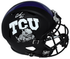 QUENTIN JOHNSTON SIGNED TCU HORNED FROGS BLACK FULL SIZE SPEED HELMET BECKETT