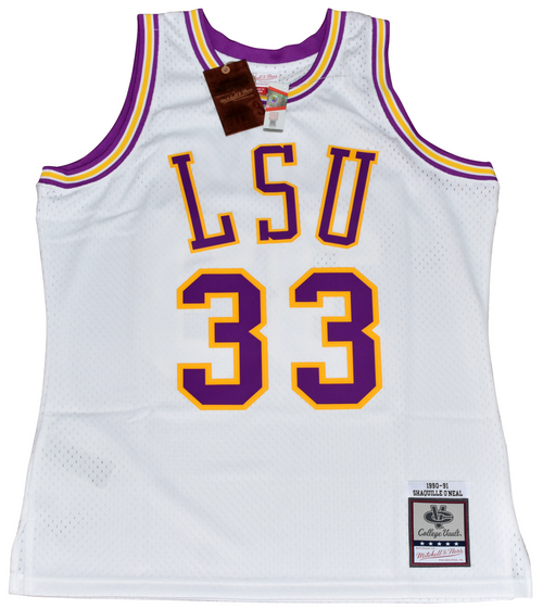 SHAQUILLE O'NEAL SIGNED LSU TIGERS #33 MITCHELL & NESS JERSEY BECKETT