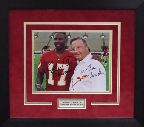 BOBBY BOWDEN & CHARLIE WARD SIGNED FLORIDA STATE SEMINOLES 8x10 FRAMED PHOTO