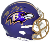 ROQUAN SMITH SIGNED BALTIMORE RAVENS 2026 PURPLE SPEED MINI HELMET BECKETT