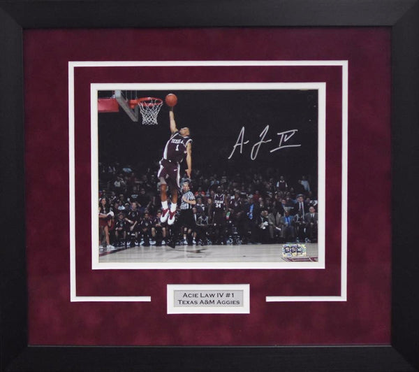 ACIE LAW IV AUTOGRAPHED TEXAS A&M AGGIES 8x10 FRAMED PHOTO COA