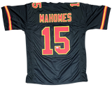 KANSAS CITY CHIEFS PATRICK MAHOMES SIGNED AUTOGRAPHED #15 BLACK JERSEY BECKETT