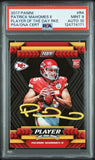 PATRICK MAHOMES SIGNED 2017 PANINI PLAYER OF THE DAY ROOKIE PSA 9 AUTO 10