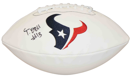 MICHAEL CRABTREE SIGNED TEXAS TECH RED RAIDERS WHITE LOGO FOOTBALL BECKETT