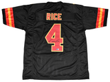 RASHEE RICE SIGNED AUTOGRAPHED KANSAS CITY CHIEFS #4 BLACK JERSEY BECKETT