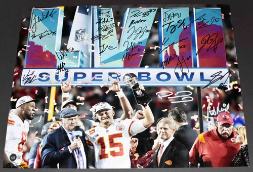 PATRICK MAHOMES ANDY REID  BOLTON SUPER BOWL LVII CHIEFS TEAM SIGNED 16x20 PHOTO