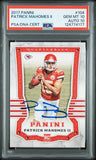 PATRICK MAHOMES SIGNED 2017 PANINI #104 ROOKIE RC 10/10 PSA GEM 10 AUTO 10