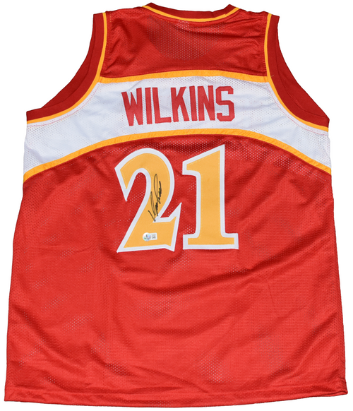 DOMINIQUE WILKINS SIGNED ATLANTA HAWKS #21 RED BASKETBALL JERSEY BECKETT
