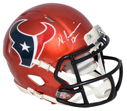 NICO COLLINS AUTOGRAPHED HOUSTON TEXANS RED SPEED MINI HELMET BECKETT