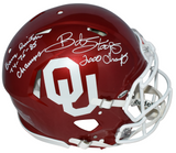 BARRY SWITZER BOB STOOPS SIGNED OKLAHOMA SOONERS AUTHENTIC SPEED HELMET BECKETT