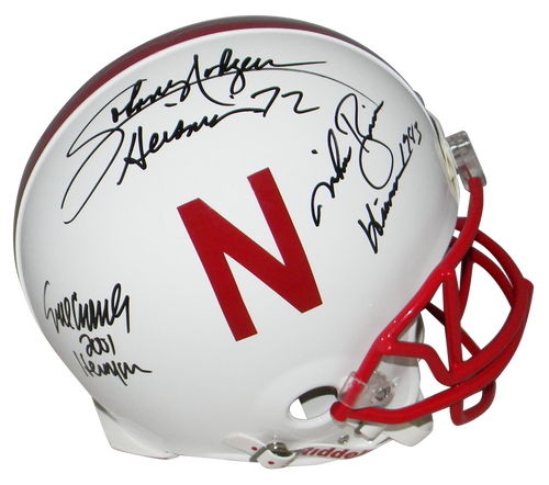 ERIC CROUCH MIKE ROZIER JOHNNY RODGERS SIGNED NEBRASKA HEISMANS PROLINE HELMET