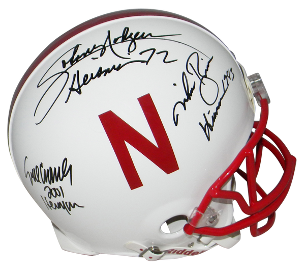 ERIC CROUCH MIKE ROZIER JOHNNY RODGERS SIGNED NEBRASKA HEISMANS PROLINE HELMET