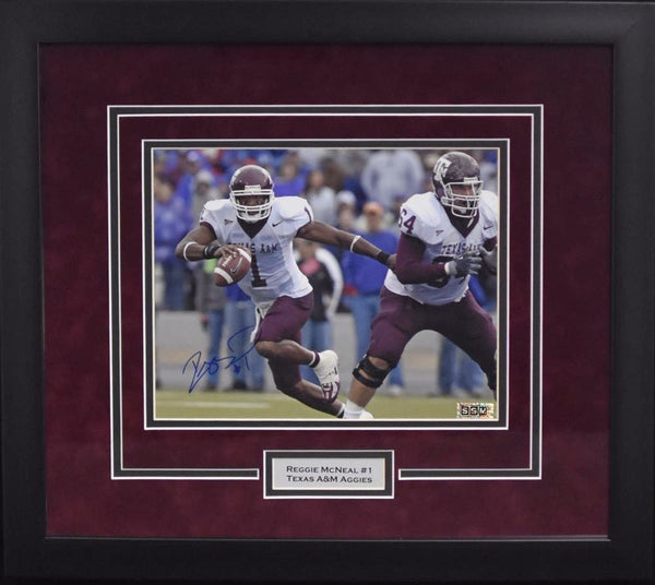 REGGIE McNEAL AUTOGRAPHED TEXAS A&M AGGIES 8x10 FRAMED PHOTO COA