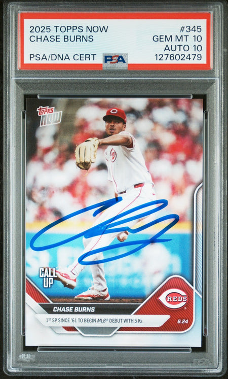 CHASE BURNS SIGNED 2024 BOWMAN DRAFT 1ST ROOKIE RC PSA AUTO AUTHENTIC