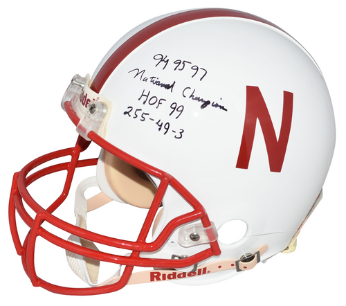 TOM OSBORNE SIGNED NEBRASKA CORNHUSKERS AUTHENTIC PROLINE HELMET W/ 3 INSC