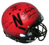 ERIC CROUCH MIKE ROZIER JOHNNY RODGERS SIGNED NEBRASKA HEISMANS RED F/S HELMET