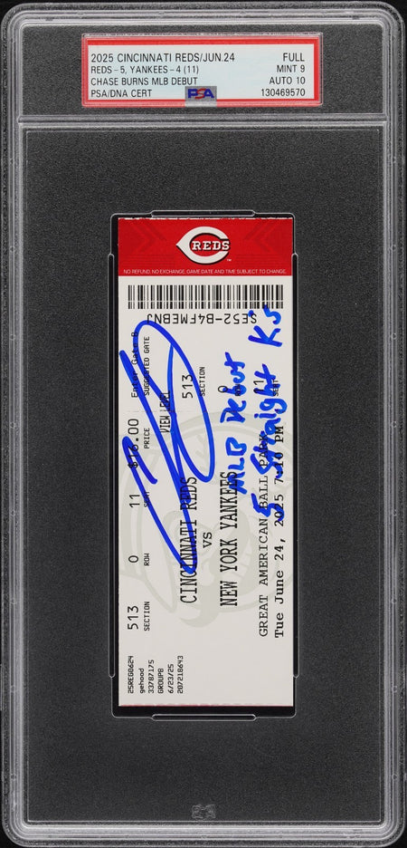 CHASE BURNS SIGNED 2024 BOWMAN DRAFT 1ST ROOKIE RC PSA AUTO AUTHENTIC