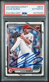 CHASE BURNS SIGNED 2024 BOWMAN DRAFT 1ST ROOKIE RC PSA AUTO AUTHENTIC